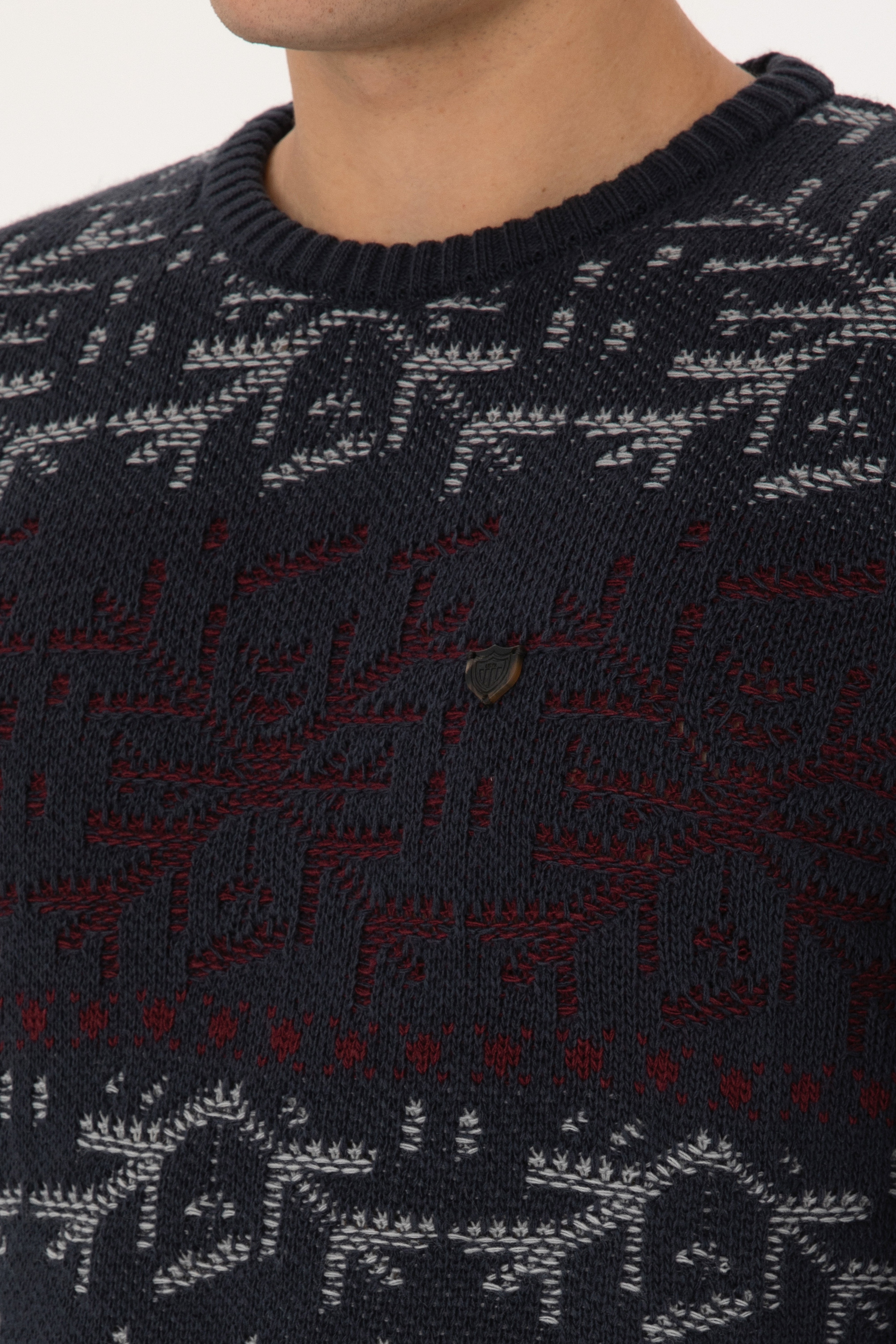 Erkek Comfort Fit Bisiklet Yaka Açık Lacivert Kazak - Image 7