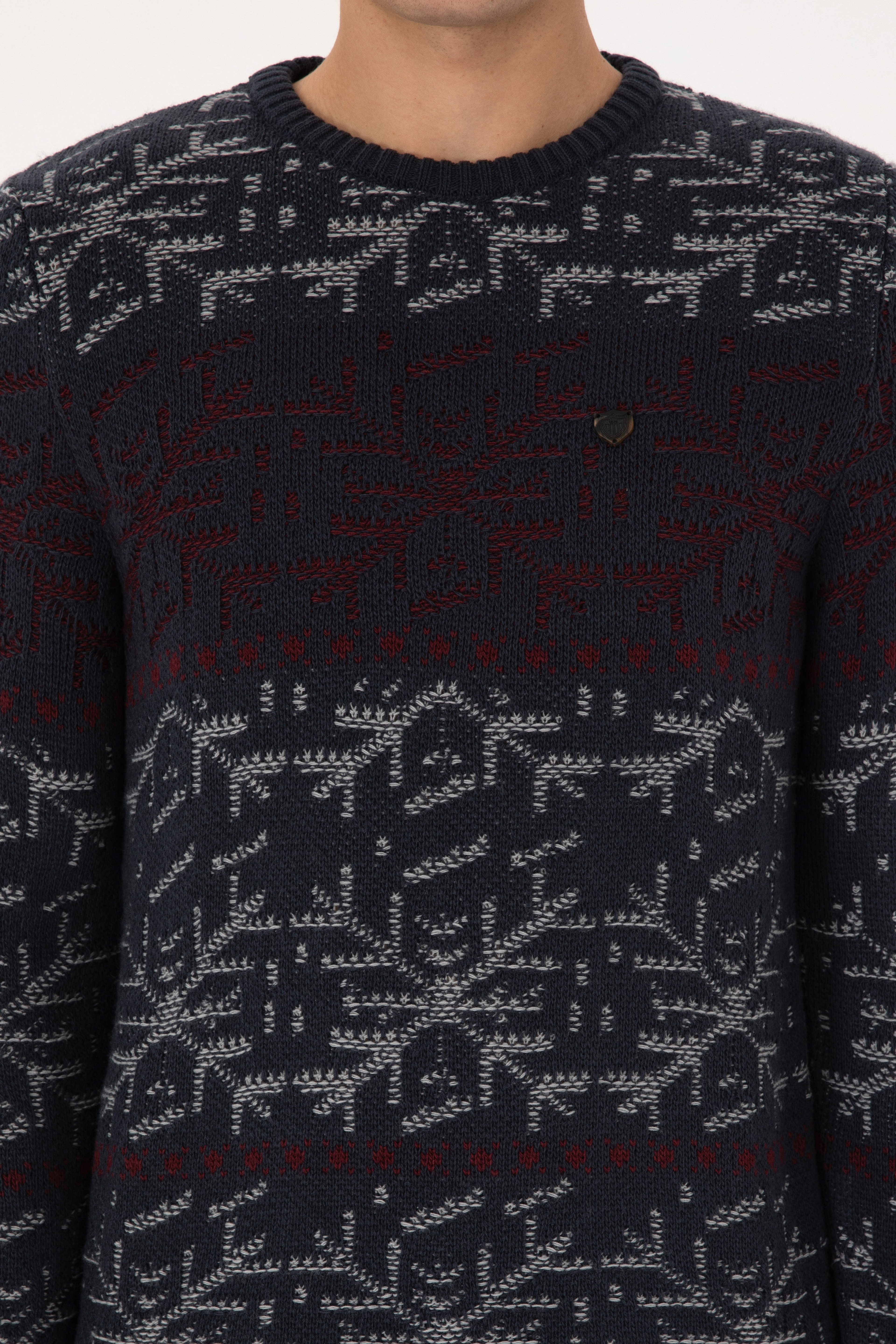 Erkek Comfort Fit Bisiklet Yaka Açık Lacivert Kazak - Image 6
