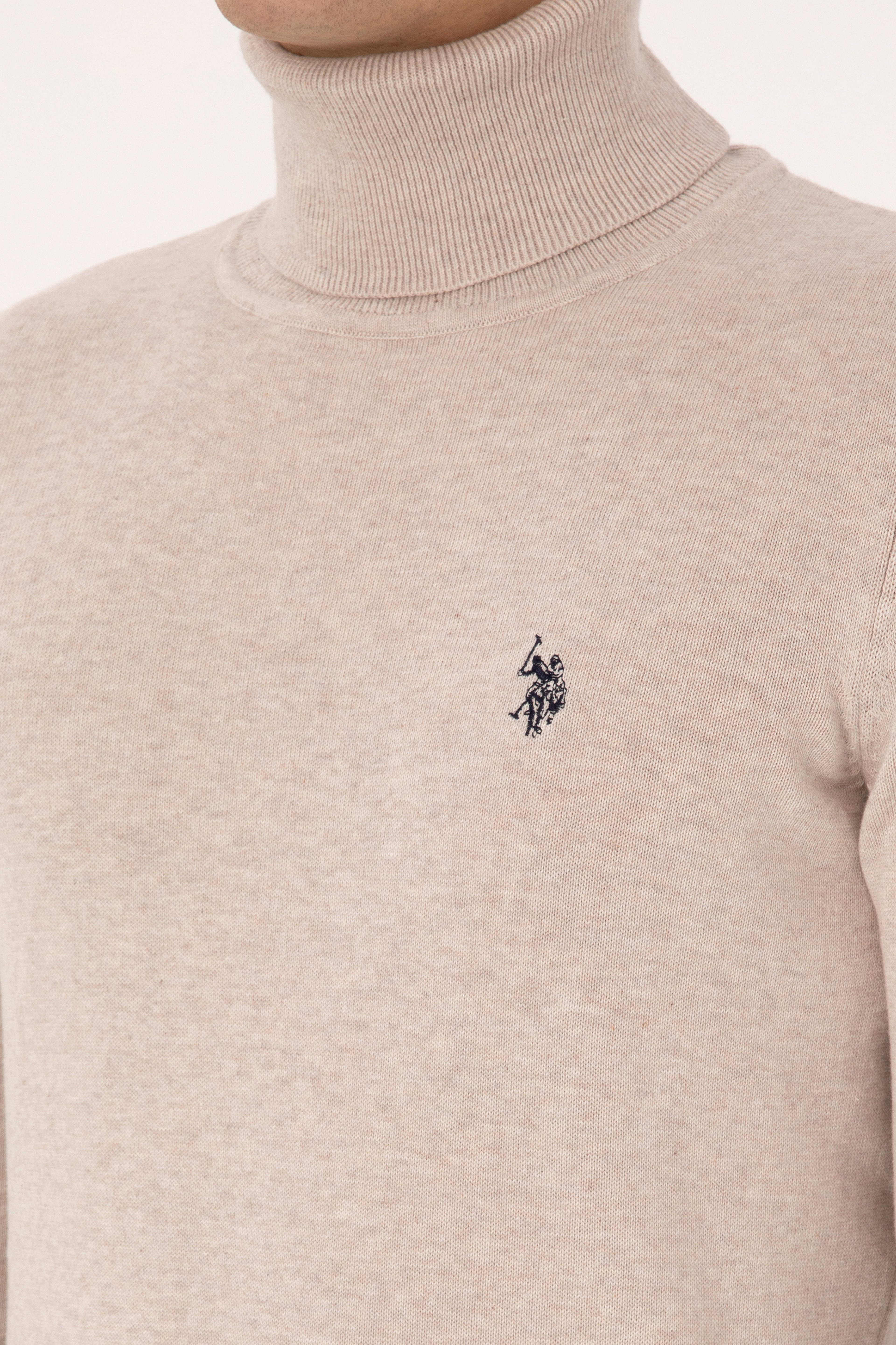 Erkek Slim Fit Boğazlı Yaka Taş Melanj Kazak - Image 7