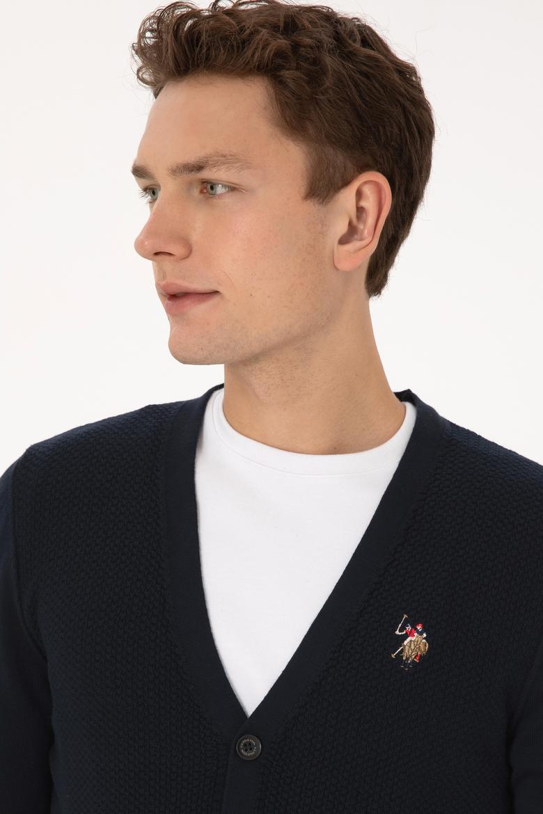 Erkek Lacivert Basic Triko Hırka - 50307952005