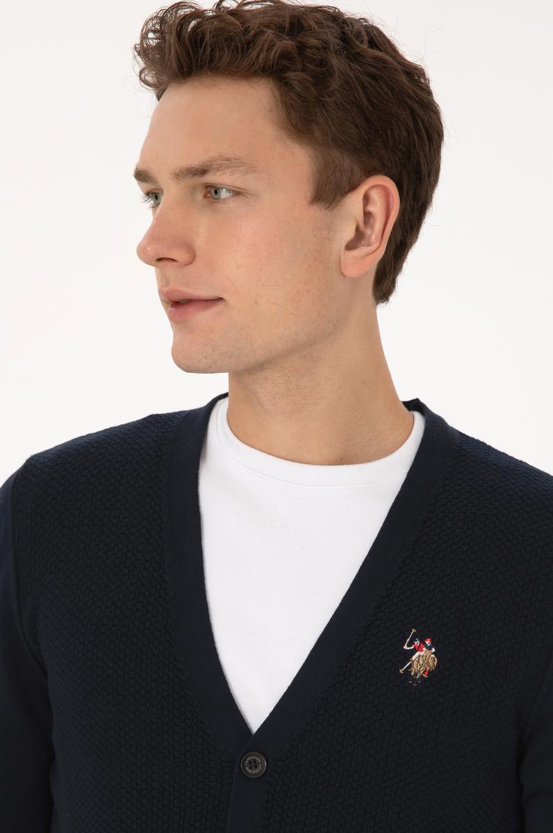 Erkek Lacivert Basic Triko Hırka