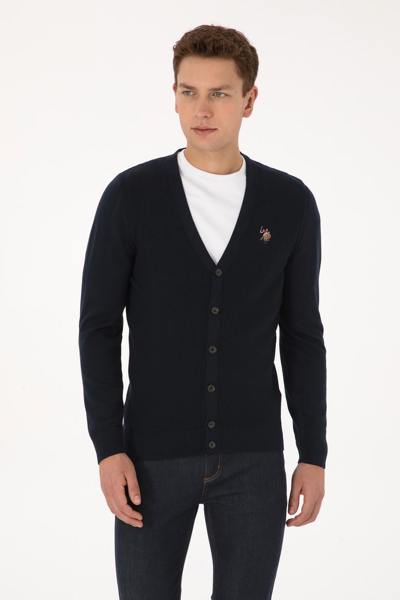 Erkek Lacivert Basic Triko Hırka - 50307952005