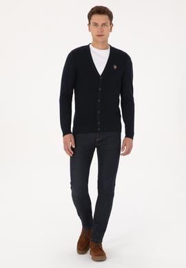 Erkek Lacivert Basic Triko Hırka - 50307952005