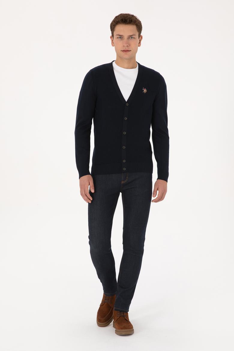 Erkek Lacivert Basic Triko Hırka - 50307952005