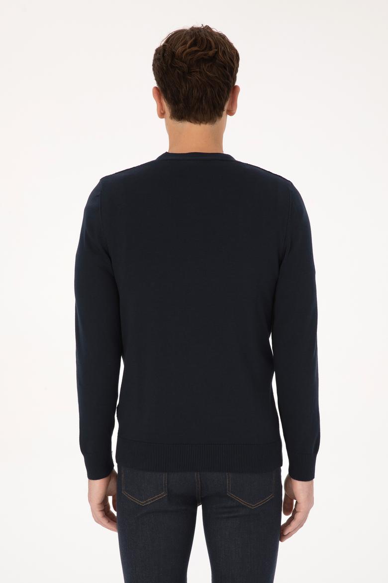 Erkek Lacivert Basic Triko Hırka - 50307952005