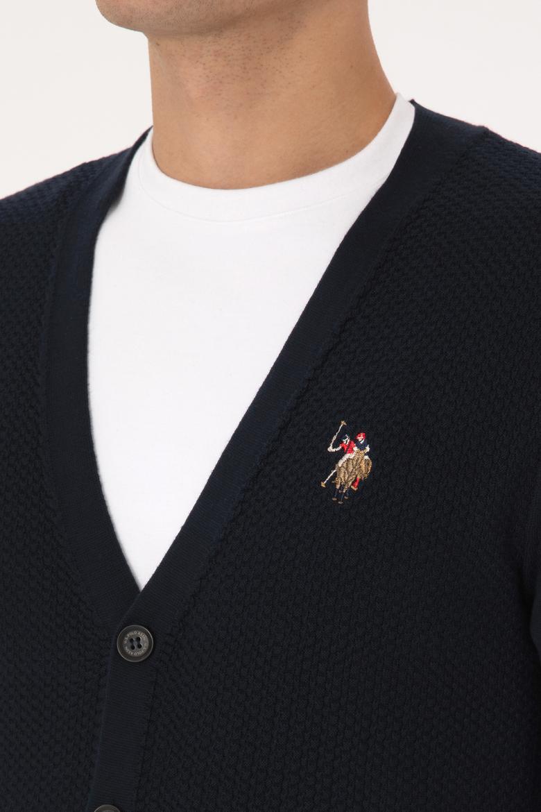 Erkek Lacivert Basic Triko Hırka - 50307952005