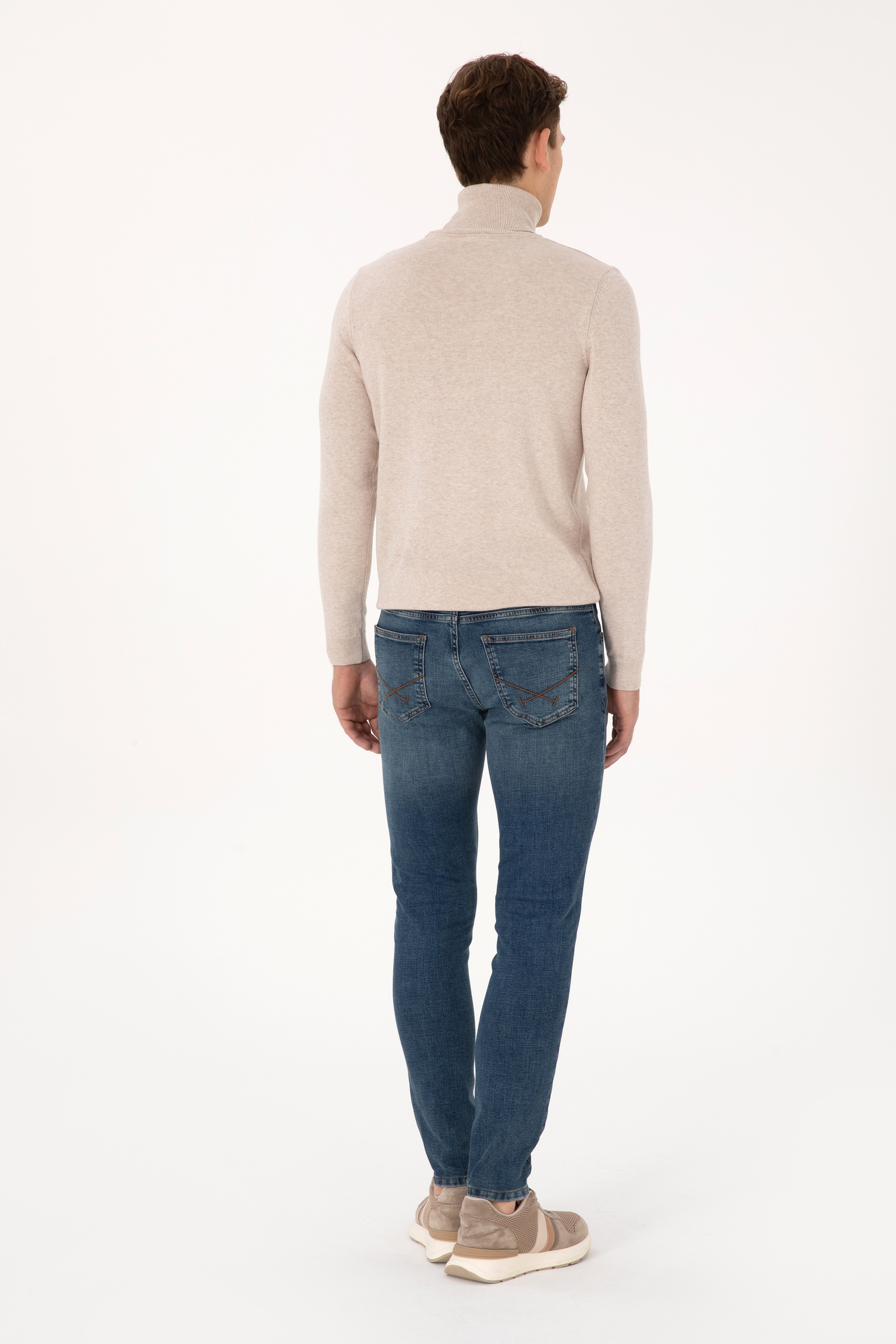 Erkek Yeşil Real Slim Fit Jean Pantolon - Image 4