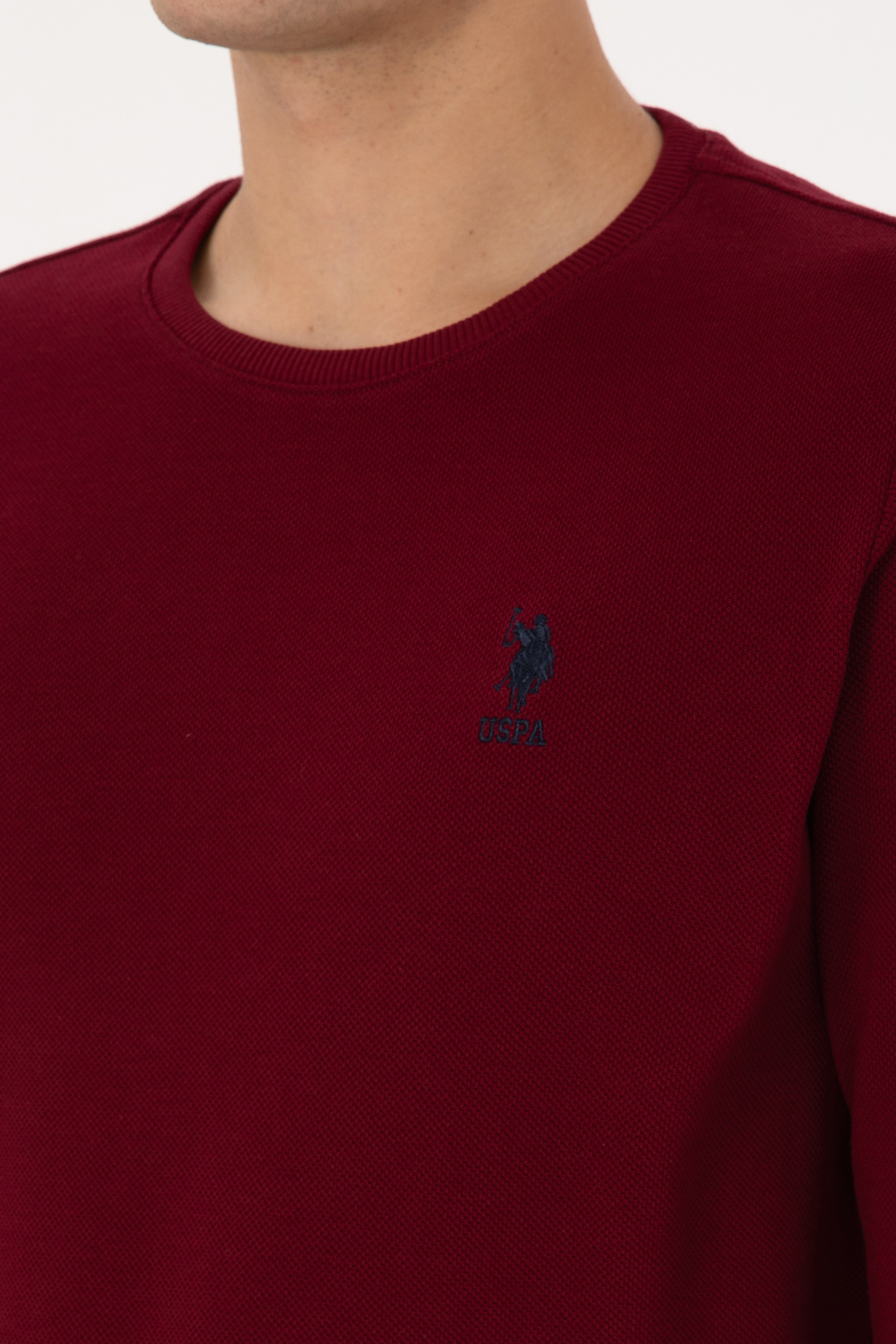 Erkek Regular Fit Bisiklet Yaka Bordo Sweatshirt - Image 7