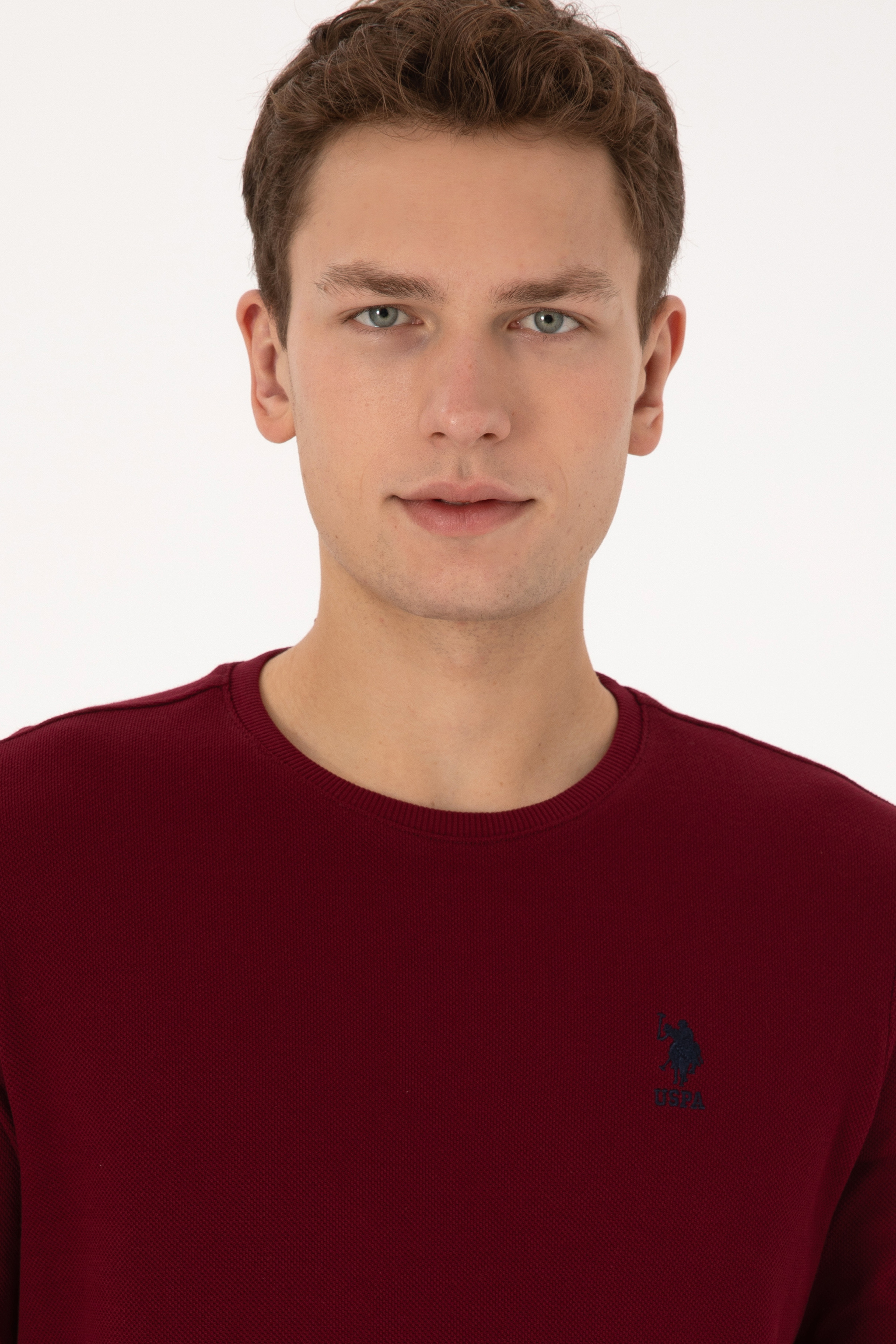 Erkek Regular Fit Bisiklet Yaka Bordo Sweatshirt