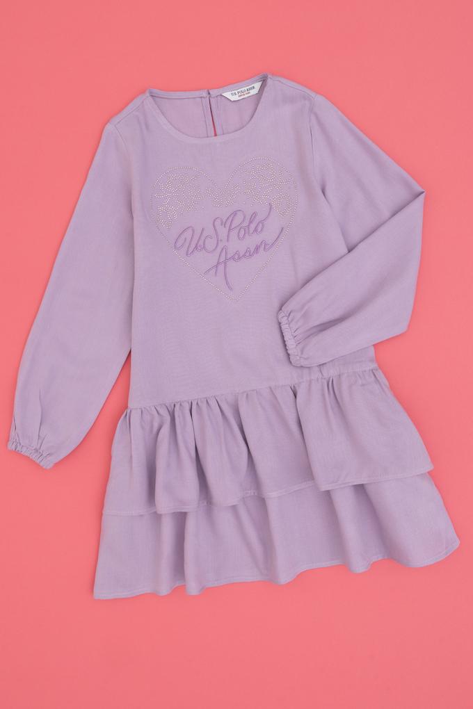 Kız Çocuk Lila Dokuma Elbise