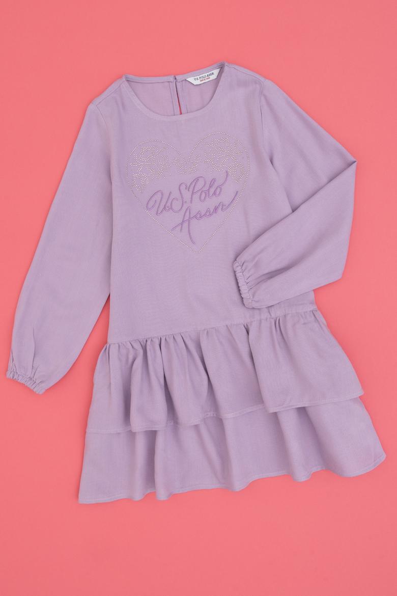 Kız Çocuk Lila Dokuma Elbise