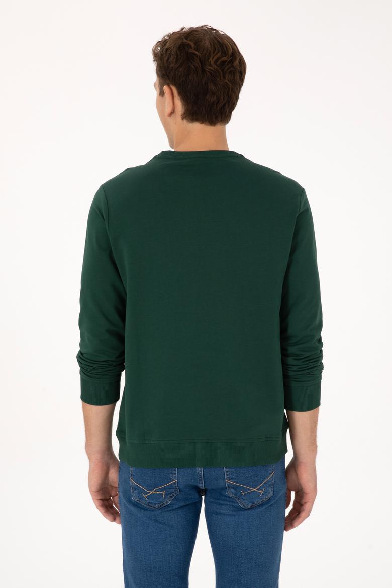 Erkek Koyu Yeşil Basic Sweatshirt - 50307793037