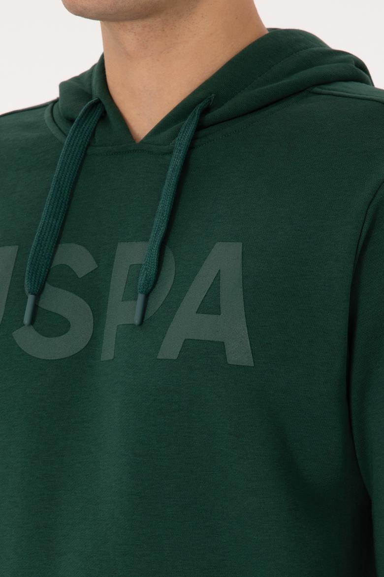 Erkek Kapüşonlu Koyu Yeşil Basic Sweatshirt - 50307695047