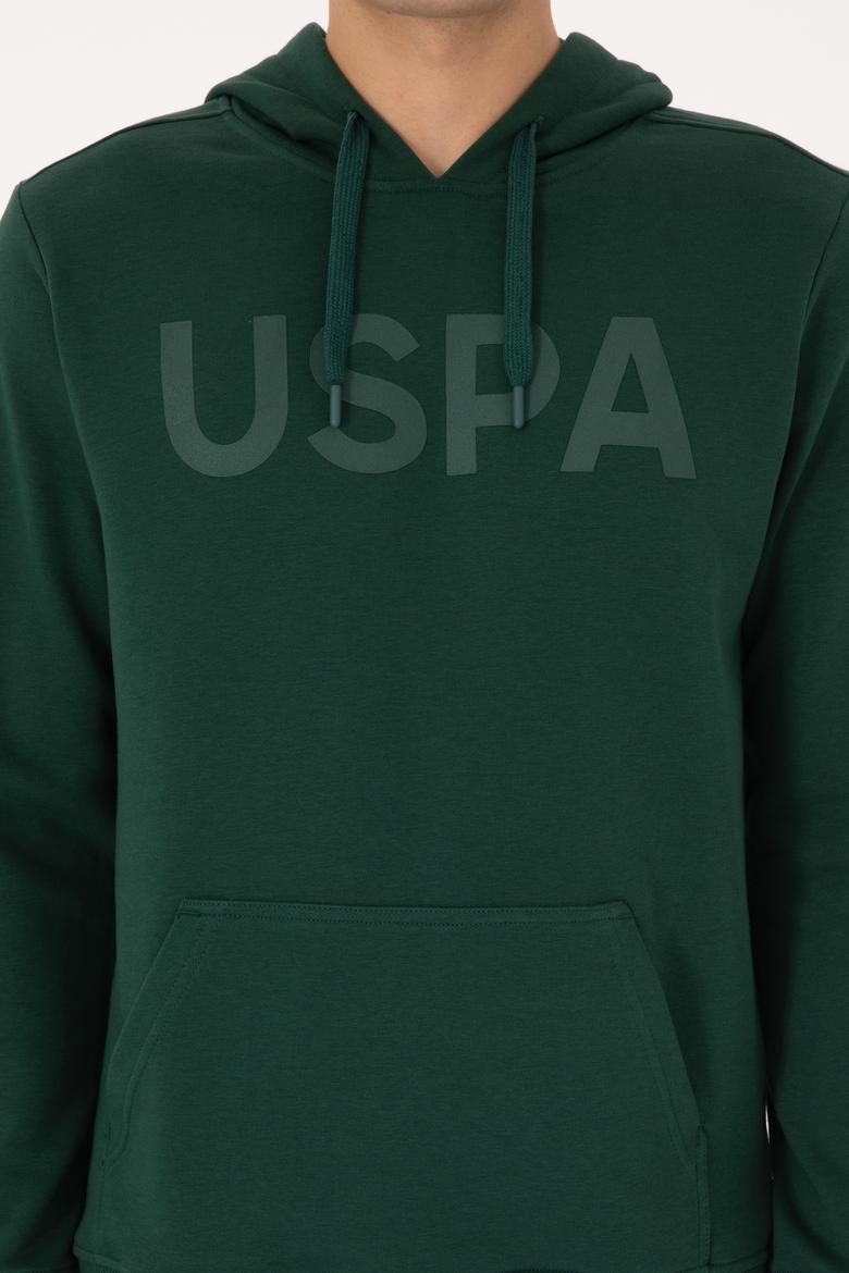 Erkek Kapüşonlu Koyu Yeşil Basic Sweatshirt - 50307695047