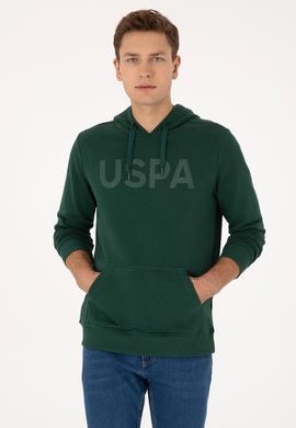 Erkek Kapüşonlu Koyu Yeşil Basic Sweatshirt - 50307695047