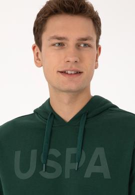 Erkek Kapüşonlu Koyu Yeşil Basic Sweatshirt - 50307695047