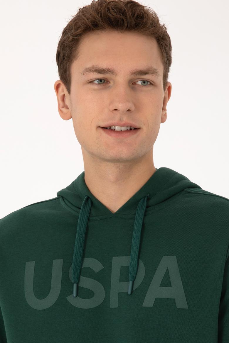 Erkek Kapüşonlu Koyu Yeşil Basic Sweatshirt - 50307695047