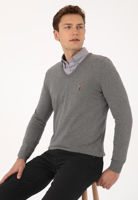 Erkek Gri Melanj Basic Kazak - 50307778138