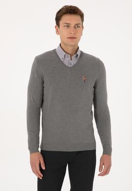 Erkek Gri Melanj Basic Kazak - 50307778138