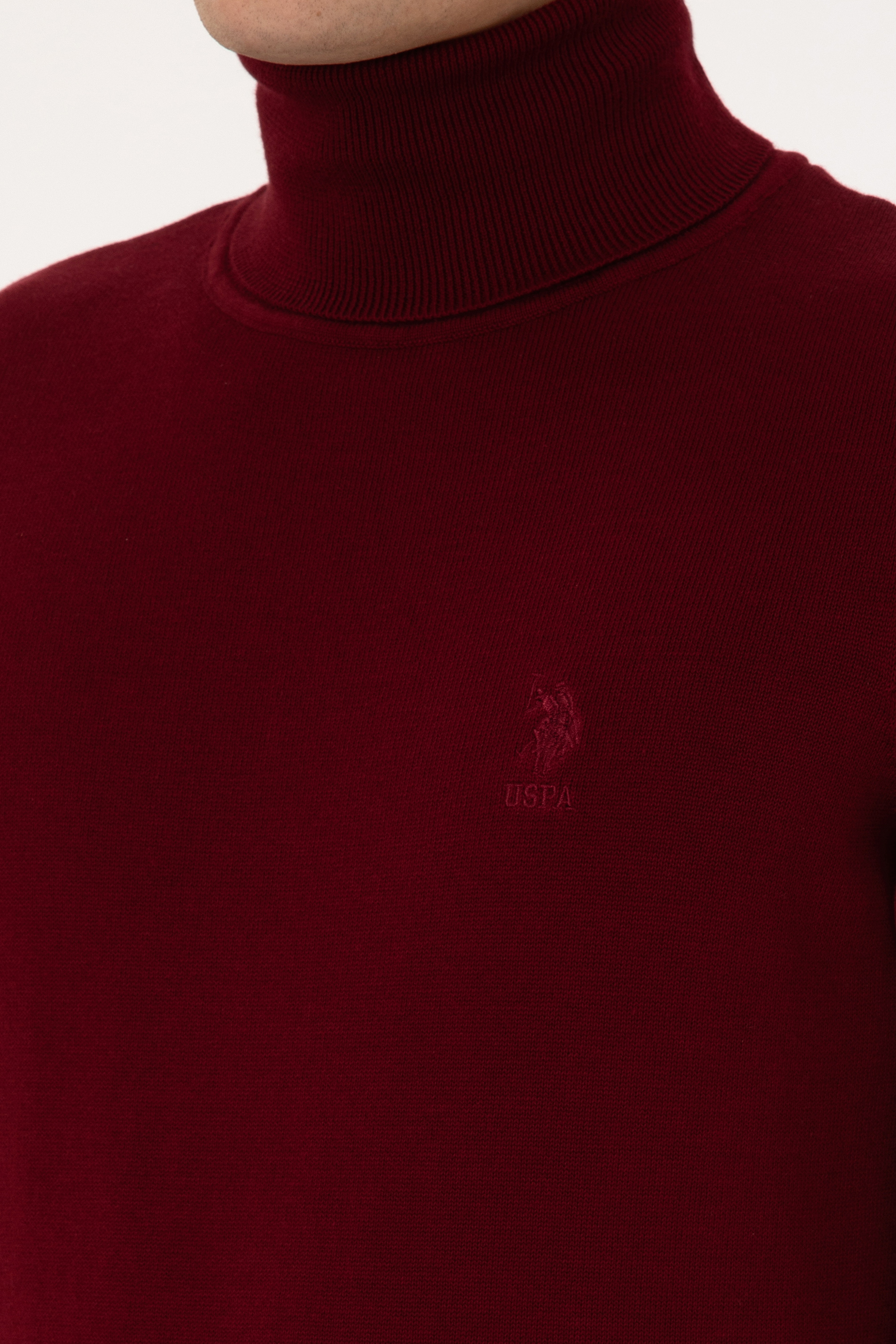 Erkek Slim Fit Balıkçı Yaka Bordo Basic Kazak