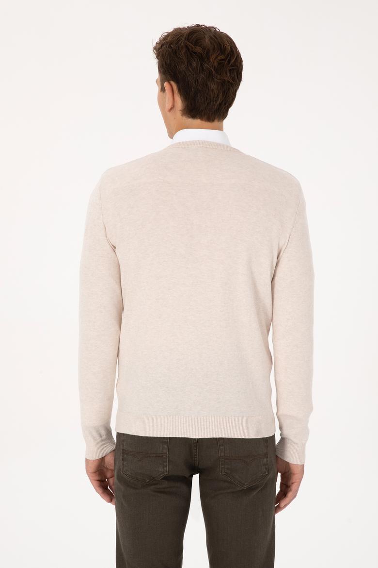 Erkek Krem Melanj Basic Kazak - 50307778006