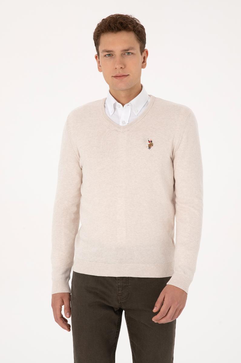 Erkek Krem Melanj Basic Kazak