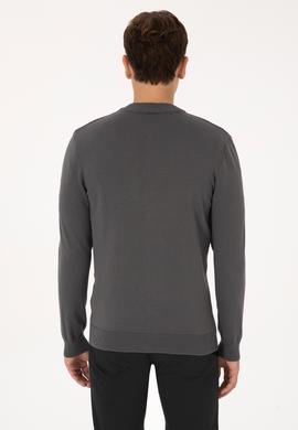 Erkek Gri Basic Triko Hırka - 50307813040