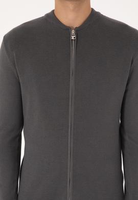 Erkek Gri Basic Triko Hırka - 50307813040