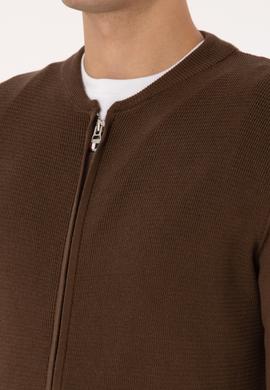 Erkek Kahverengi Basic Triko Hırka - 50307813048