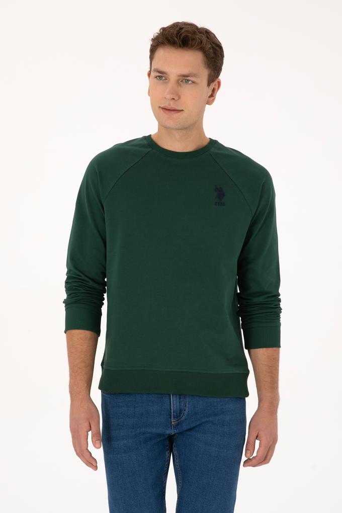 Erkek Koyu Yeşil Basic Sweatshirt