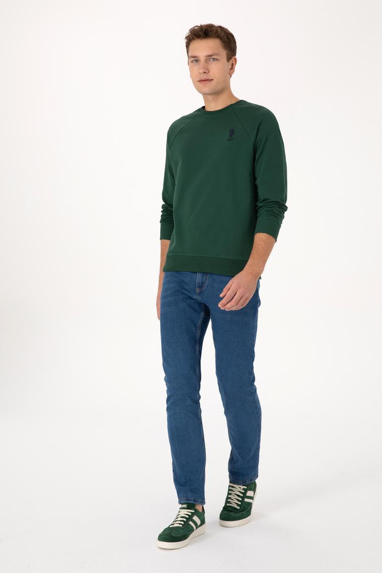 Erkek Koyu Yeşil Basic Sweatshirt - 50308103044