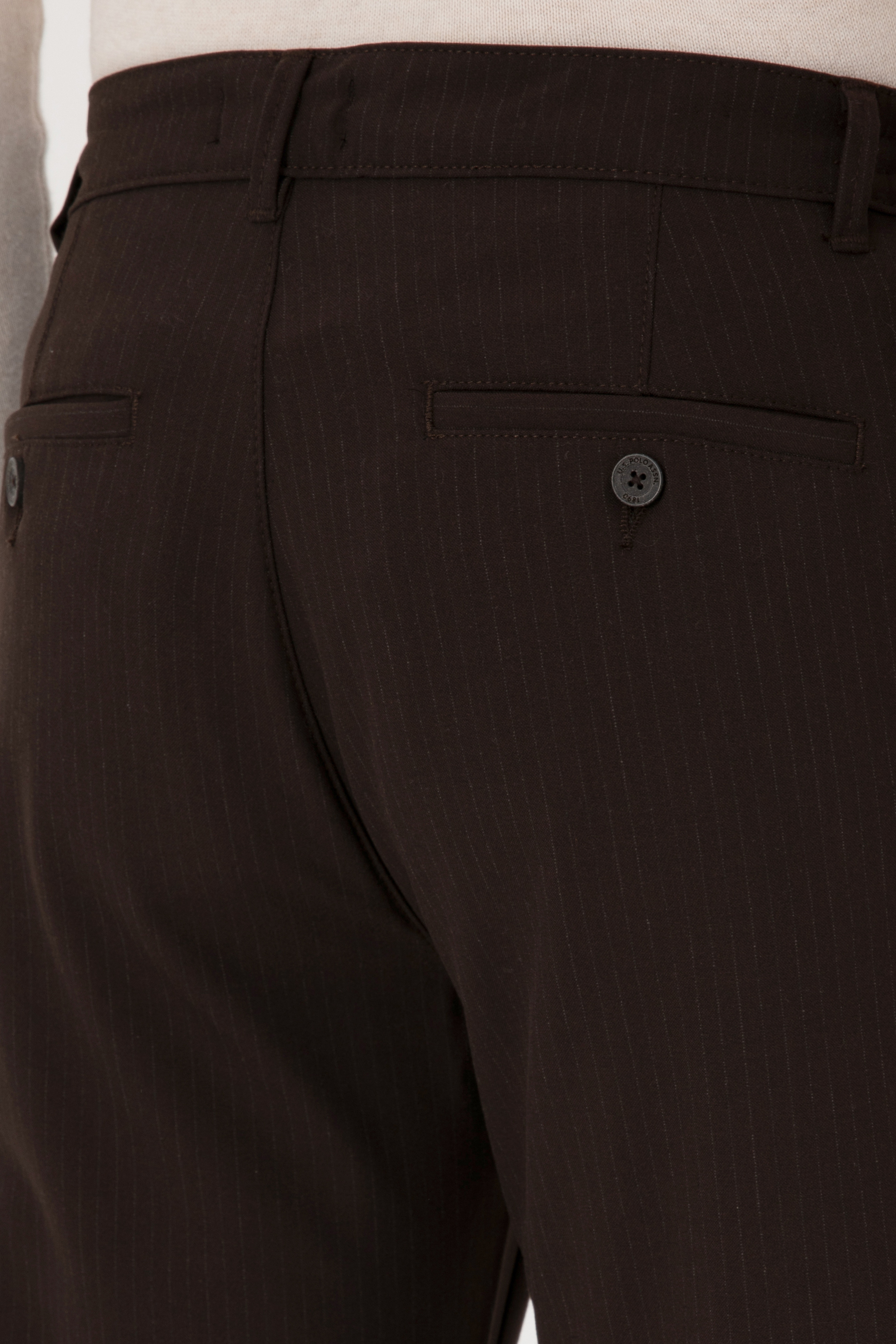 Erkek Kahverengi Carrot Fit Çizgili Kanvas / Chino Pantolon