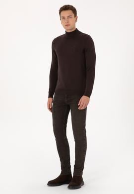 Erkek Koyu Kahverengi Basic Kazak - 50307783106