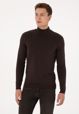 Erkek Koyu Kahverengi Basic Kazak - 50307783106