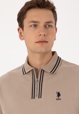 Erkek Comfort Fit Fermuarlı Koyu Bej Sweatshirt - 50308927021