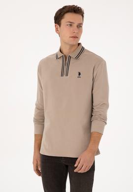 Erkek Comfort Fit Fermuarlı Koyu Bej Sweatshirt - 50308927021