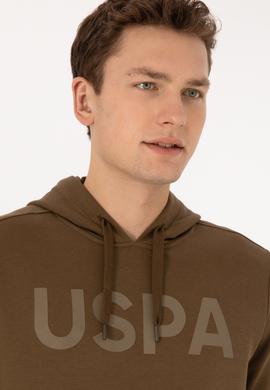 Erkek Slim Fit Kapüşonlu Yaka Haki Basic Sweatshirt - 50307695076