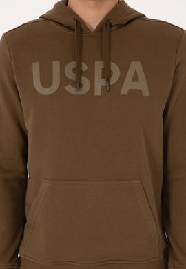 Erkek Slim Fit Kapüşonlu Yaka Haki Basic Sweatshirt - 50307695076