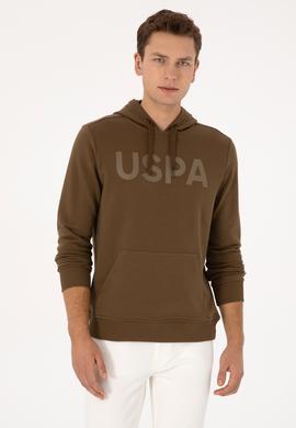 Erkek Slim Fit Kapüşonlu Yaka Haki Basic Sweatshirt - 50307695076