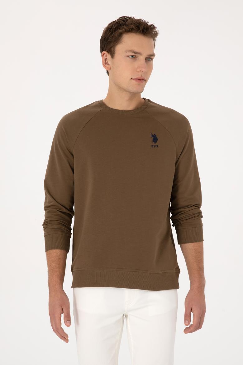 Erkek Haki Basic Sweatshirt