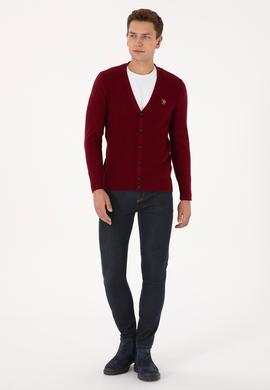 Erkek Bordo Basic Triko Hırka - 50307952026