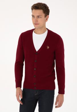 Erkek Bordo Basic Triko Hırka - 50307952026