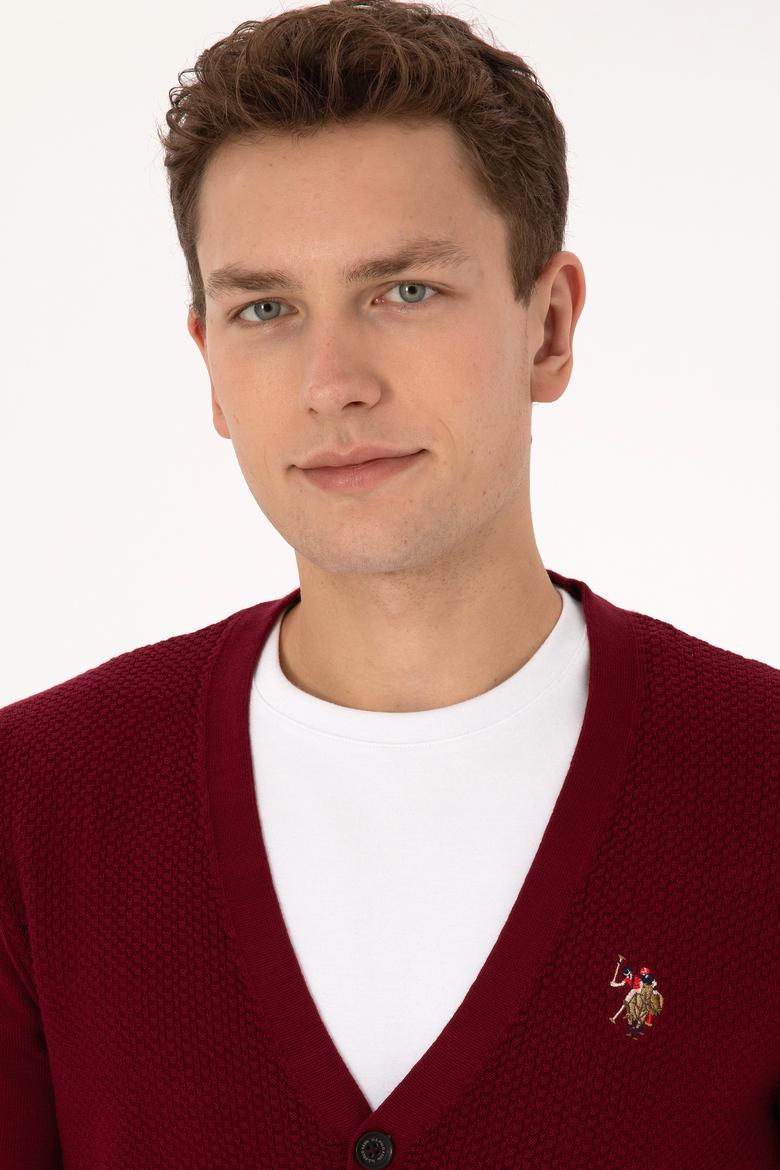 Erkek Bordo Basic Triko Hırka - 50307952026