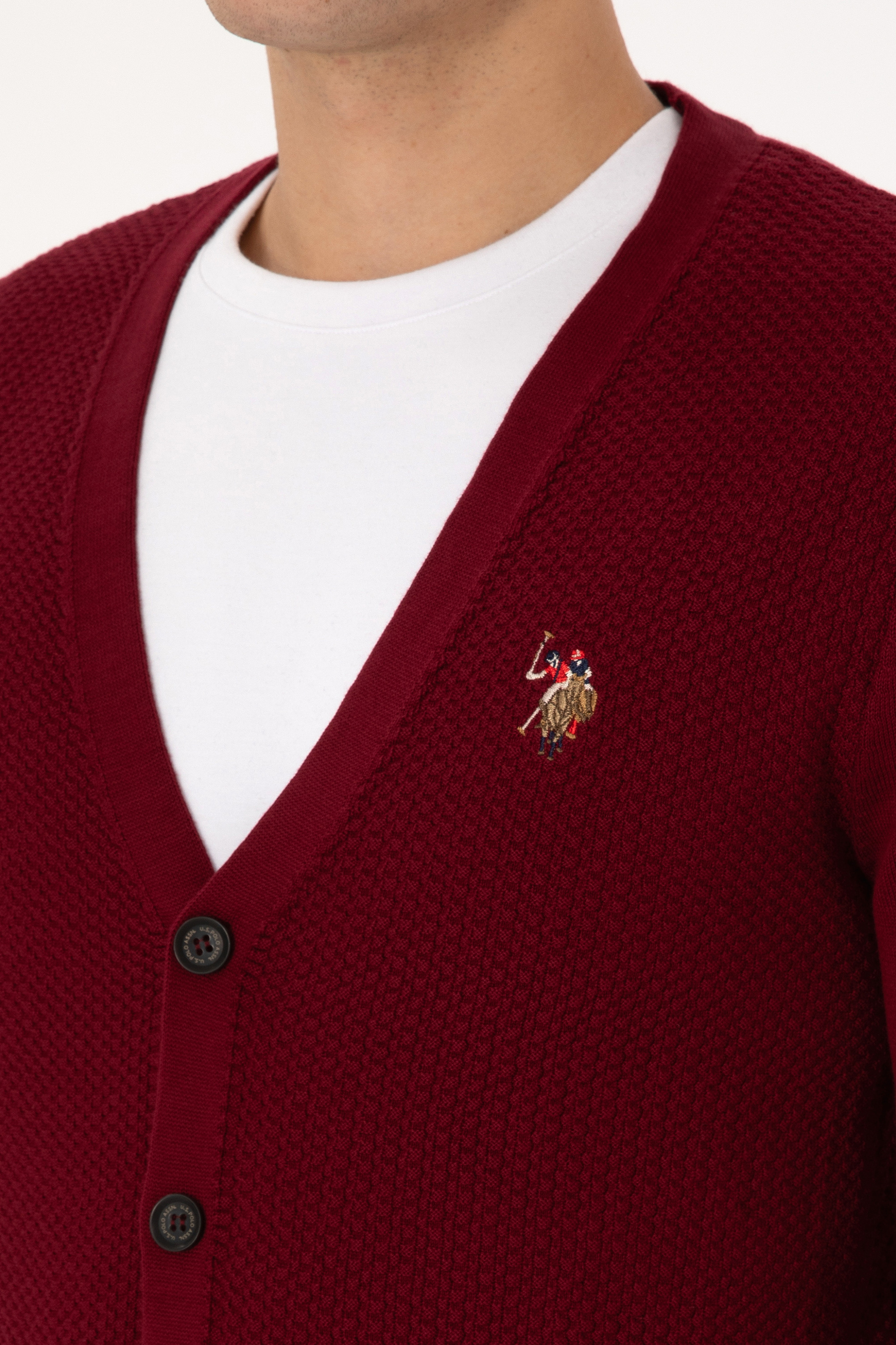 Erkek Bordo Basic Triko Hırka - Image 7