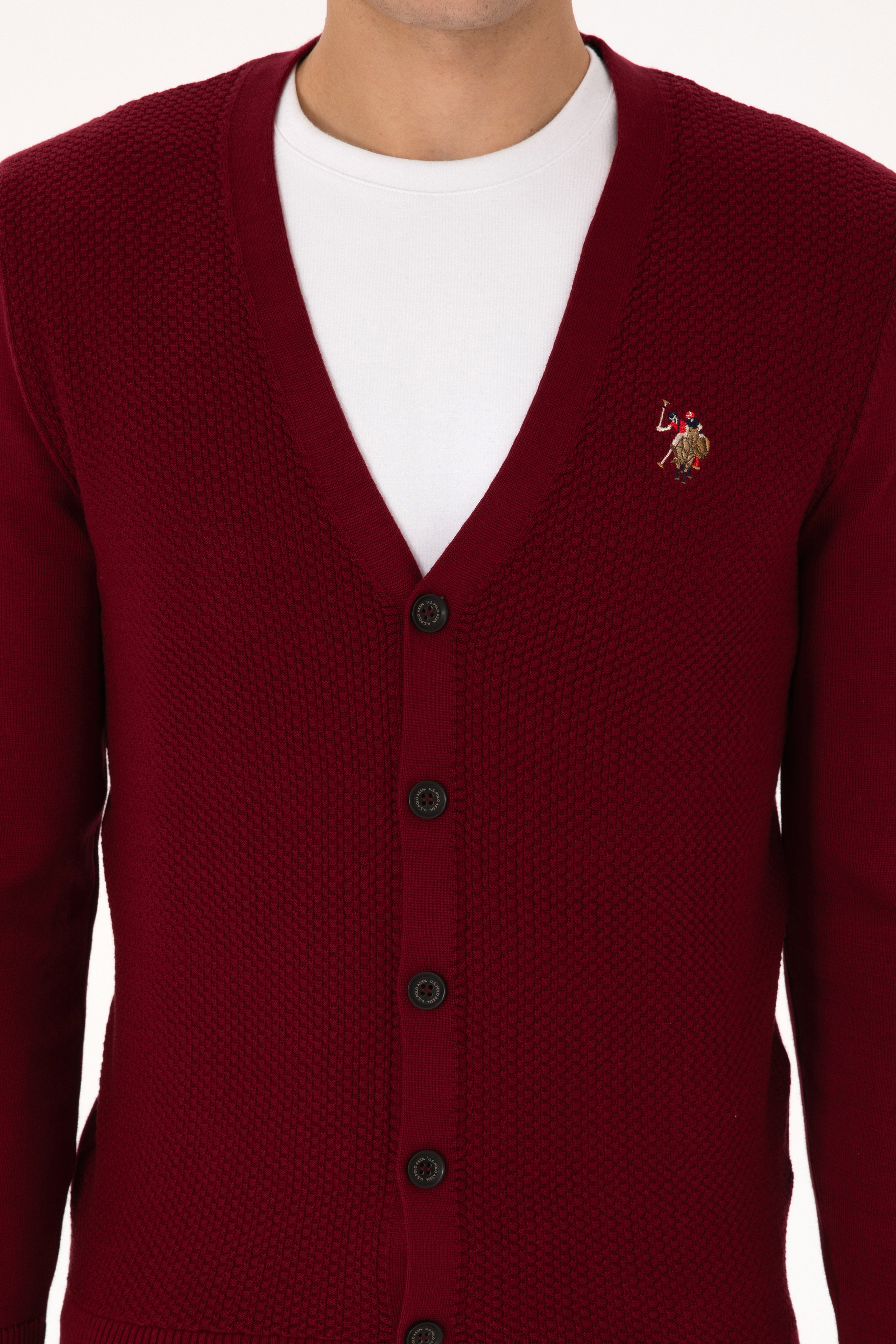 Erkek Bordo Basic Triko Hırka - Image 6