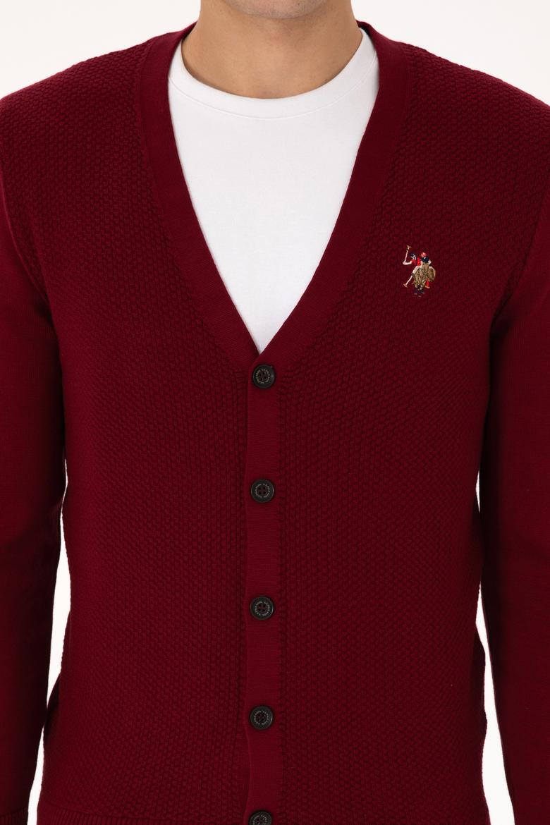 Erkek Bordo Basic Triko Hırka - 50307952026