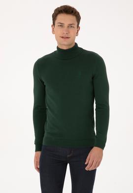 Erkek Koyu Yeşil Basic Kazak - 50307783123