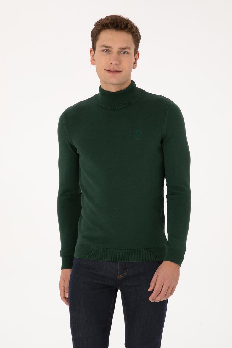 Erkek Koyu Yeşil Basic Kazak