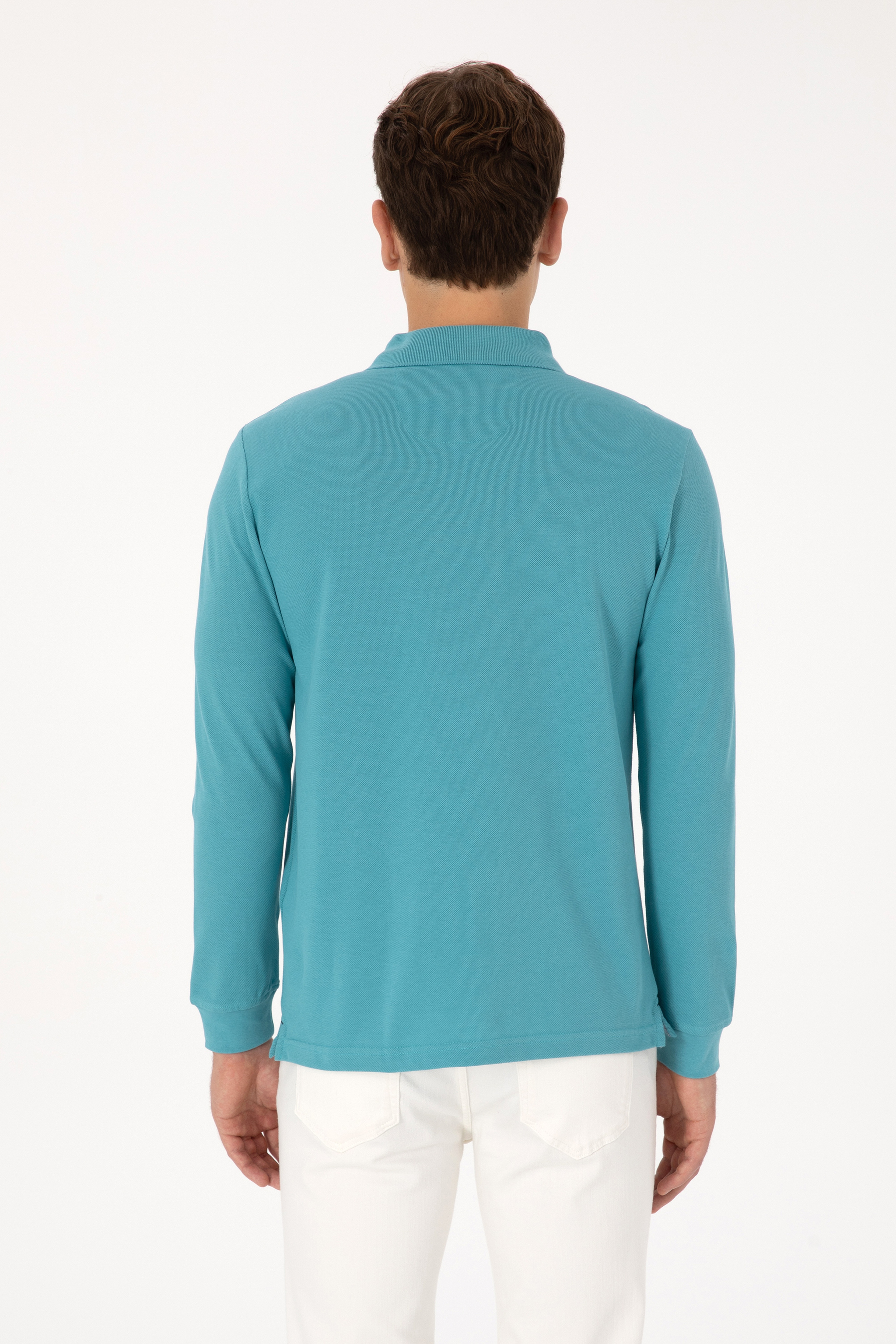 Erkek Regular Fit Polo Yaka Mint Basic Sweatshirt - Image 5