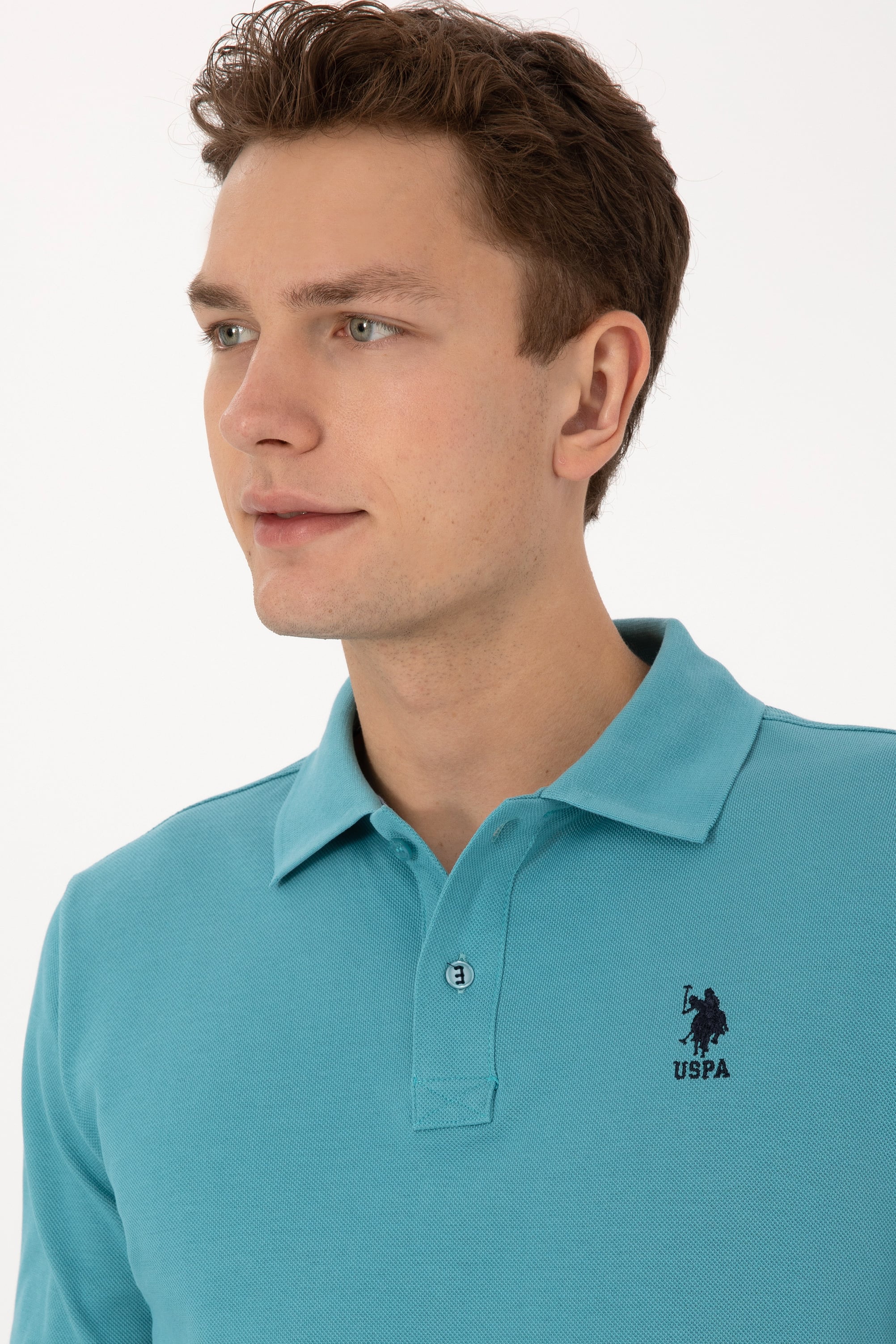 Erkek Regular Fit Polo Yaka Mint Basic Sweatshirt